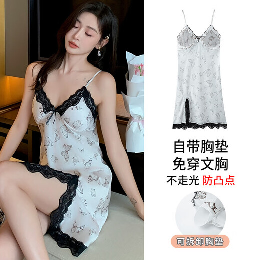 Modal de verano de verano y nieve seda sexy camisón para mujeres con almohadilla de pecho pura y sexy sin mangas falda fina fría falda casera a11964 m estilo femenino