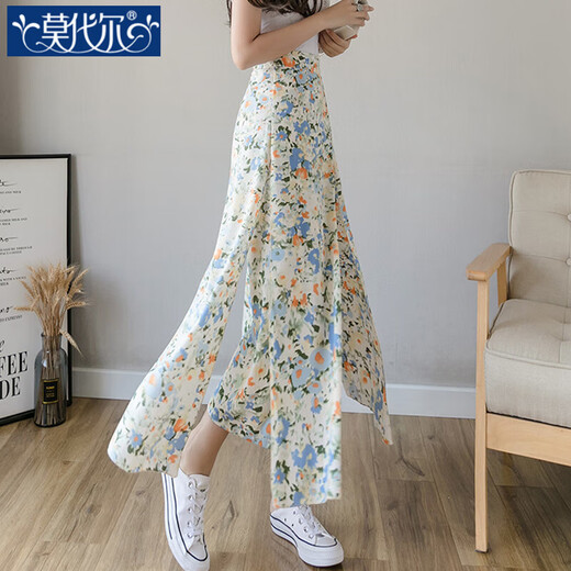 Pantalon à jambe large florale modale pour femmes en été mince 2025 Nouveau pantalon décontracté à double couture