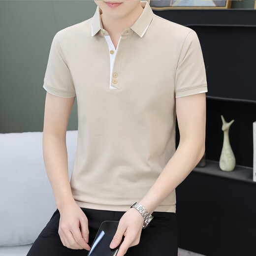 Camiseta de Saimandie con collar de collar de collar Collar de manga corta Camiseta de altura de verano Polo de seda delgada Camisa de seda de miel Top Casual Media Black QY723 M Recomendada 100-120Jin [Jin equivale a 0.5 kg]