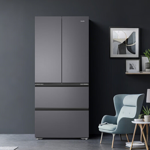 Haier smart home refrigerator 485 liter French style multi-door four-door 594mm ultra-thin body first-class energy efficiency dual frequency conversion air-cooled frost-free large capacity can be embedded in household refrigerator Leader 594mm ultra-thin + black gold purification + three-speed temperature change + first-class dual frequency conversion