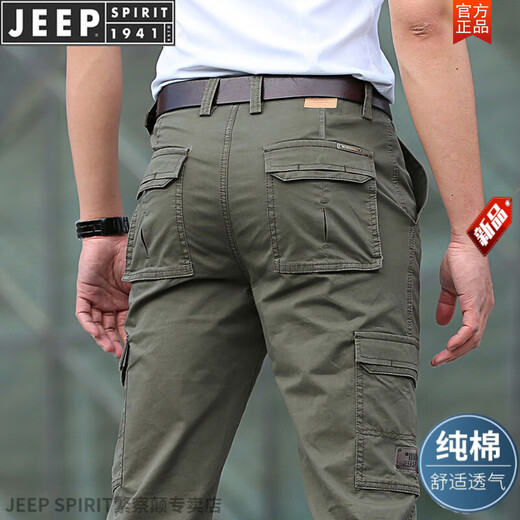 JEEP SPIRIT工装裤男士宽松直筒春夏季薄款户外多口袋春秋休闲裤2025 深灰色 9923 薄款 纯棉 32 腰围2尺5