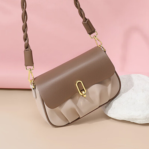 CALVIAKRIM International Light Luxury Brand 2025 New versatile cloud bag underarm trendy fashion genuine leather high-end shoulder bag for women apricot coffee color