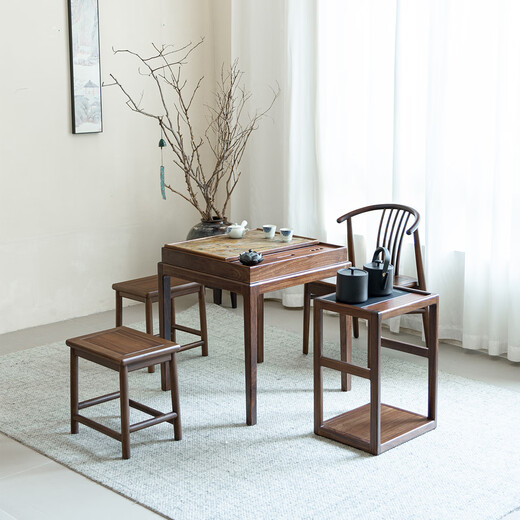 Miyake Living tea table walnut solid wood 2025 new small tea making family balcony tea table and chairs complete set single table 66/66*72