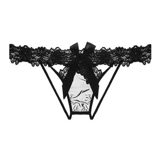 Three o'clock in the morning Butterfly Dream Super Sexy Mesh Lace Thong Open Crotch Free Low Waist Transparent Black