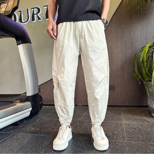 Jasons Harlen trousers men's summer nine-point pants handsome trendy quick-dry men's pants 2025 new small-foot casual pants trendy 1056 gray M