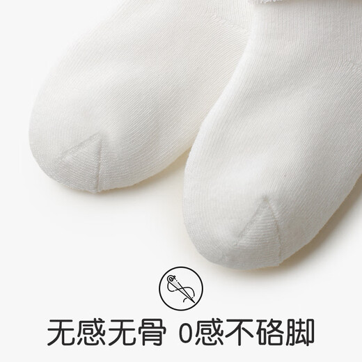 Xiderui baby white pure cotton socks autumn and winter thickened warm terry socks newborn loose baby mid-calf socks white set 3 pairs 0-6 months XS (recommended foot length 8-10CM)