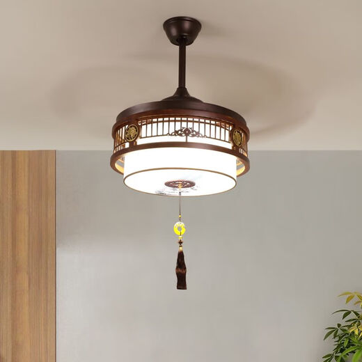 Alima Nouveau ventilateur chinois Chandelier Chambre salon en bois massif Invisible maison chinois rétro ventilateur de fréquence de fréquence Restauration CHANDELIER 9898 TROIS COLOR 48 pouces de fréquence DC Conversion de fréquence silencieuse cuivre pur