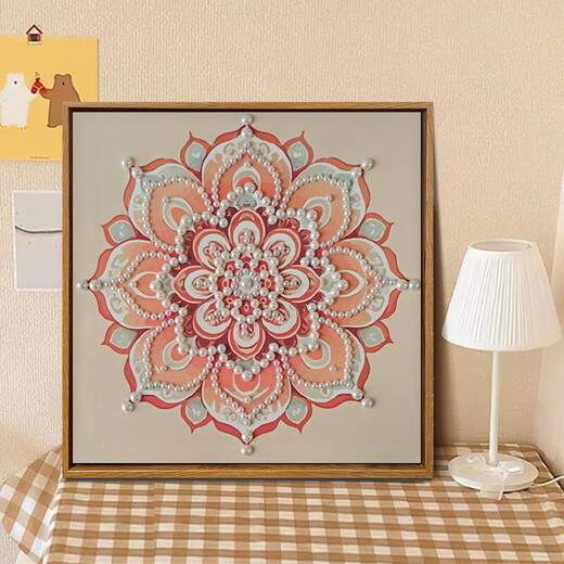 New Color Hui Song Jin Pearl Diy Painting Material Pack DIY Mother's Day Event Intangible Cultural Heritage Handmade Gift Sense Decoration LL13571 Full Color Spraying and Dot Diamond Pen 60*60cm Thick solid wood inner frame + beautiful outer frame Default wood color acrylic