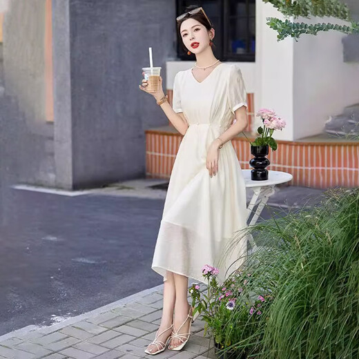 Ehangy International Light Luxury Women's Summer Vestido 2025 NUEVO TEMATAMENTO DE COLOR SIDA CULTA DE CULTIVO dulce y de moda Black [Caja de regalo de alta gama] XL