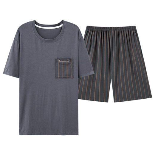 Yalu Modal Summer Pyjamas Herren dünne lose Shortsleeved Shorts für Sommersporthausbekleidungsanzug QDM3519# L