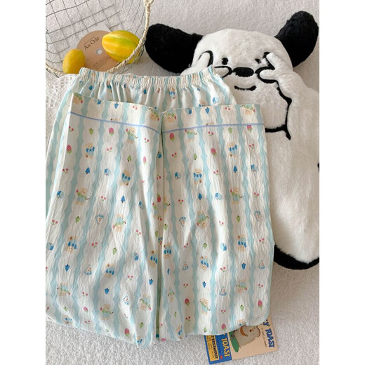 Modal three-piece set of cherry bear pajamas for women in summer short-sleeved cute cartoon loose cloud cotton summer home clothing set JS-9902# Star KT cat Three-piece set-cloud cotton M code 155-162 Weight 100 Jin [Jin equals 0.5 kg]