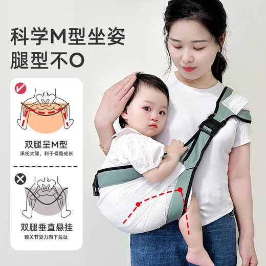 芬也（FENYE）抱娃神器解放双手背带婴儿前抱式外出简易新生儿背娃神器两用 【透气网面款】开肩网款背带-黑