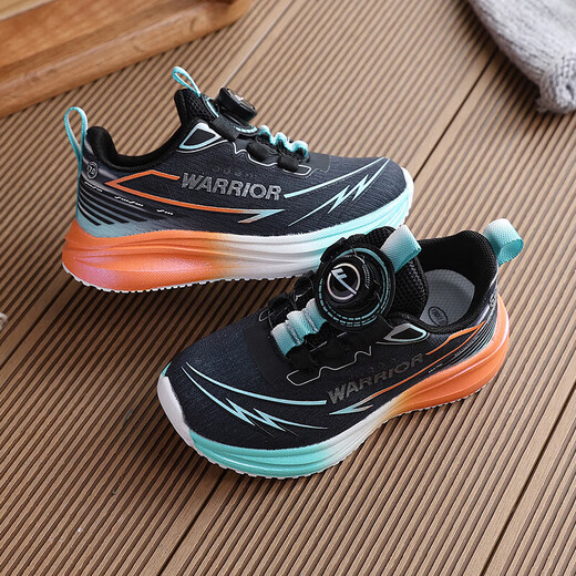 Krieger Kinderschuhe für Männer und Frauen Laufschuhe Neues Produkt Knopf Casual Sports Schuhe WZ-B797T Schwarz und Blau 36