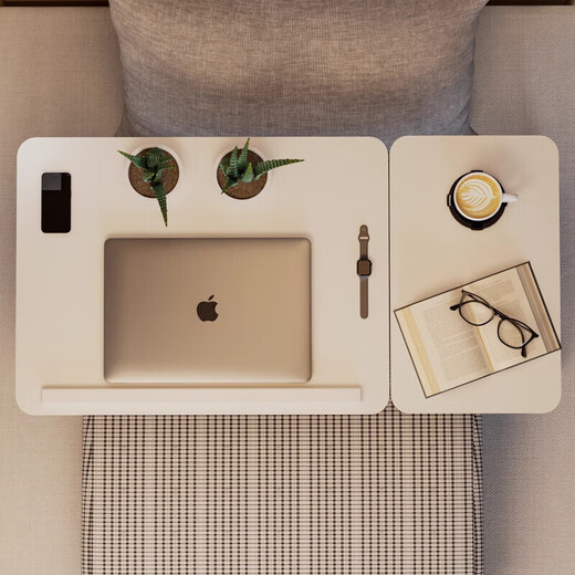 Bed desk laptop table liftable lazy student dormitory foldable table study table small table 55*33 black brushed five-speed lift + cup holder