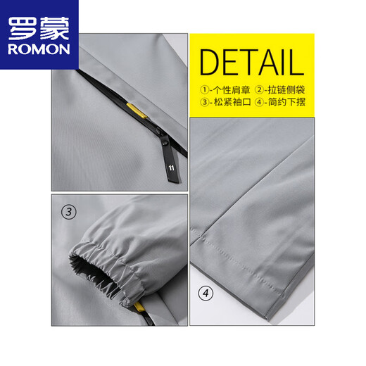 
ROMON spring jacket men's new spring and autumn hooded thin youth loose jacket short solid color jacket K12131 black M [recommended 100-110Jin [Jin equals 0.5 kg]]