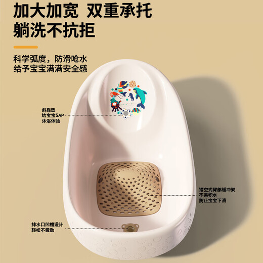 奔麦婴儿洗澡盆浴盆宝宝沐浴盆儿童洗澡桶可坐可躺家用新生儿洗澡用品 【＋电动花洒】欧碧绿