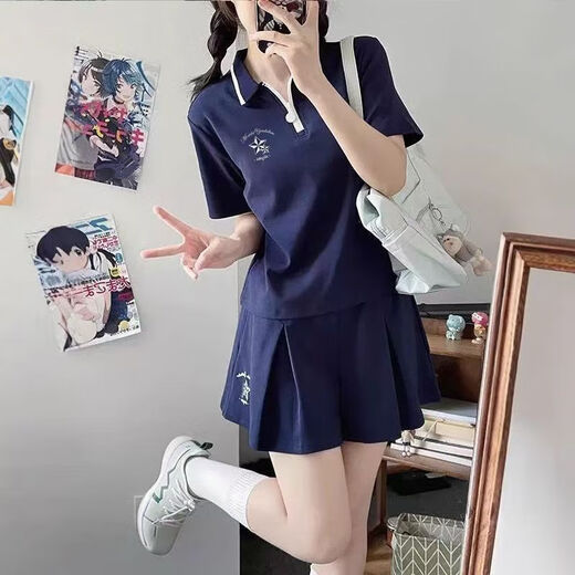Xia Xinu (Xiarxeneu) Akademie Style JK Temperament Set 1391 Menschen Sammlung Uniformen Tausendfache Sternshosen Rock Kurzarm Shirt Taille Shirt Casual White (Polo-Hemd + Hosenrock) [Set] S s s s s s s s