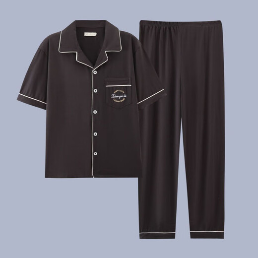 QLTQZQ Herren Pyjamas Herren kurzärmeliger Sommer Dünne Baumwolle Teenager Pyjamas Herren Plus Size Frühling und Sommerkleidung G3884 Blau (kurzärmelig) 175 l [Empfohlen 100-120 Jin [Jin gleich 0,5 kg]]