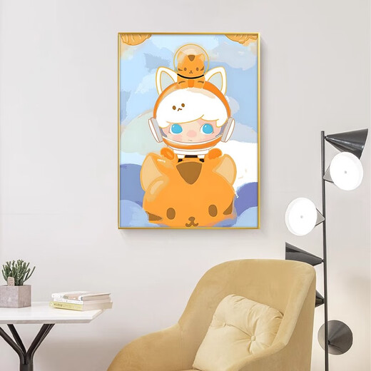 Chengliu Pop Mart Fashion Decoration Cool Decoration Sala para niños Lindo Gabinete de TV de dibujos animados Bedside Sala de estar Entrance Pintura V1449 de 50 cm70cm Marco de oro de lujo [Capataziza de aleación de aluminio de 35 mm de espesor 6