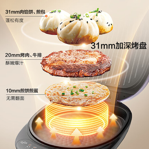 苏泊尔（SUPOR）电饼铛上下盘可拆洗电饼档家用双面加热烙饼煎饼早餐机煎烤机31mm升级加深抗菌烤盘 双面可拆洗
