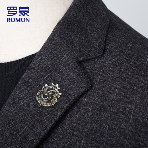 Romon (Romon) costume masculin d'automne professionnel formel usure de mariée veste de robe de mariée pour hommes mince costume noir et gris 4xl