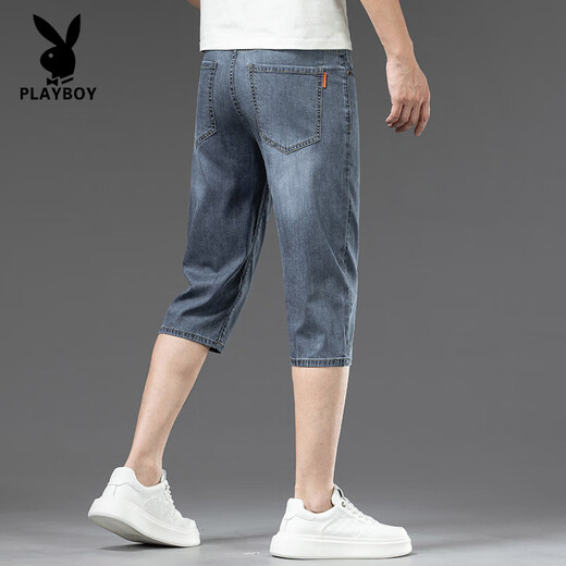 Playboy (Playboy) High-End-Tiansi-Kühlkenner-Jeans für Herren Sommer dünne lose glatte Eiskorts Trendy Casual 757 Eis Sand Blau + 759 Hellblau 28 Taillenumfang zwei Fuß eins eins