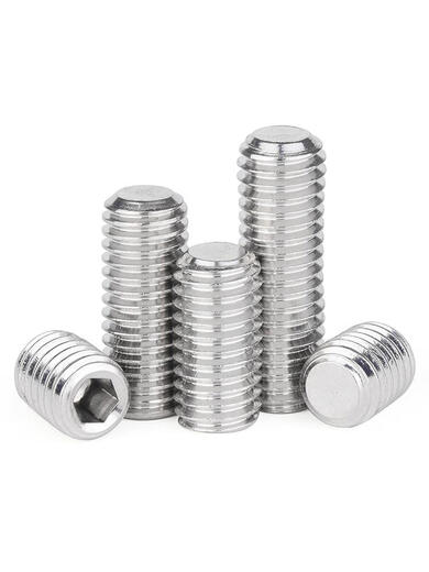 Jingong 304 Edelstahl Hexagon Flat-End-Anziehenschraube GB77 Kopfloser Maschinenmessschraube M3M4M5M6M8M10M12L M6*12200 Stücke