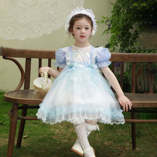 Girls 2025 Spring New Frozen Princess Elsa Dress Girls Fashionable Knited Picture Color 100