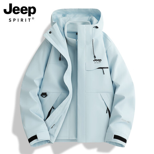 JEEP SPIRIT Jeep Jackets for Men and Women 2025 Spring and Autumn Outdoor Casual Jackets into the Storage Detachable Three-in-One Couple Same Style for Men and Women - Oxidized Orange Three-in-One/Detachable M