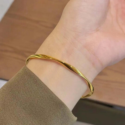 Dewey Van Mobius 9999 solid gold silver-covered gold bracelet solid 18K gold wedding gift bracelet for girlfriend and best friend Mobius bracelet 56 inner diameter (gold layer plus
