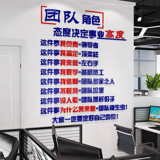 三栖虎工艺会议办公室装饰激励志标语团队形象背景墙面公司企业文化 3882团队角色大红色+黑色 大