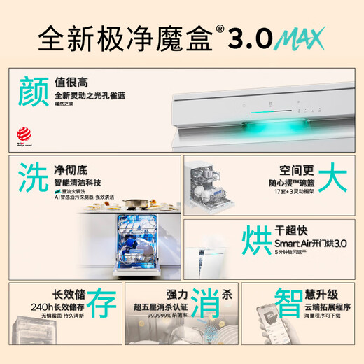 SIEMENS Ultra Clean Magic Box 3.0 dishwasher, dual-purpose, 17+3 sets for home use, large capacity, intelligent door-opening drying, super five-star disinfection, 240-hour antibacterial storage, rapid drying SN23EW88KC
