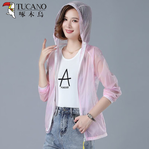 TUCANO;啄木鸟夏季防晒衣女外穿透气时尚防晒户外防晒衫薄款外套皮肤衣 白色薄 轻薄 M 建议90-100斤