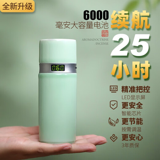 Qingchen wiederaufladbare elektrische Weihrauchbrenner Haushalt Innenräume Elektronischer Weihrauchbrenner Handgepäcker Handheld-Weihrauchbrenner Temperatursteuer kontrolliertes Auto Elektrisch Weihrauch Brenner Tragbarer Weihrauchbrenner Crescent White