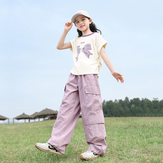 Yomi House Girls Casual Anzug Sommer 2025 Neue modische mittelgroße große Kinder Sommer Kinder Kurzarm Mädchen Arbeit Hosen Sommerkleidung