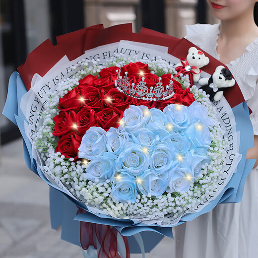 Flower Express Broken Ice Blue Rose Bouquet Birthday Girst для подруги и любовника по всей стране.