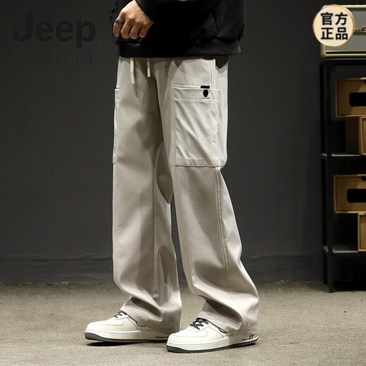 Jeep Spirit Fashion Trendy Brand Loose Front Casual Sports Bants Мужские летние летние дышащие все матч-стройные рабочие брюки 2024ZGX-9856 Хаки 2025 м.