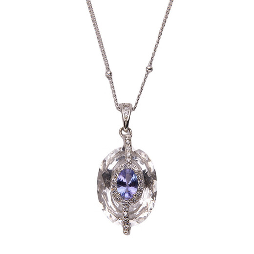 Libiao 2025 new French 925 silver tanzanite white crystal colored treasure necklace women's niche design high-end pendant natural white crystal garnet necklace
