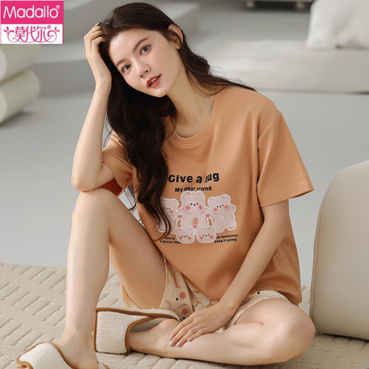 Pajama de pijamas de manga corta de mujeres modales ropa de algodón puro para algodón para el hogar puro algodón puro fuera de los delgados dibujos animados de verano y9857 m Recomendado 75-95Jin [Jin equivale a 0.5 kg]
