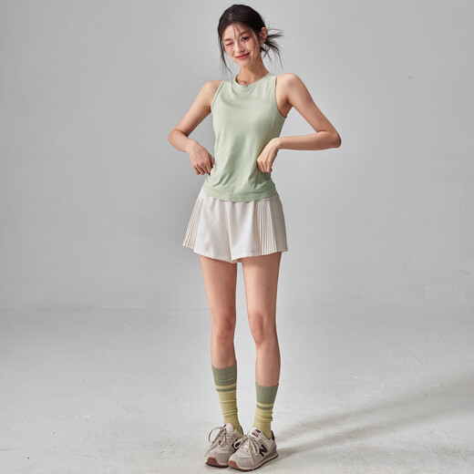 Women's Sports Vest Quick-Drying Yoga Sleeveless Tight Slimming Sports Top Running Pilates Training Fitness Wear Summer Light Green Vest M Size - No Breast Pad