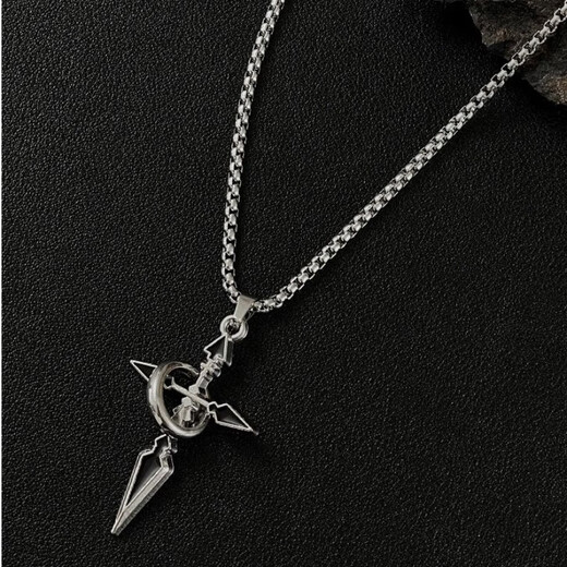 Cross pendant men's necklace men's trendy brand versatile chain accessories men's trendy sweatshirt pendant cross necklace chain length 70cm