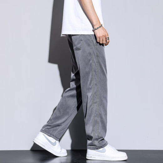 增致牛仔（ZENGZHI）夏季薄款阔腿休闲裤男冰丝宽松工装天丝牛仔裤美式潮牌直筒长裤子 1048浅蓝色+1048灰色 M