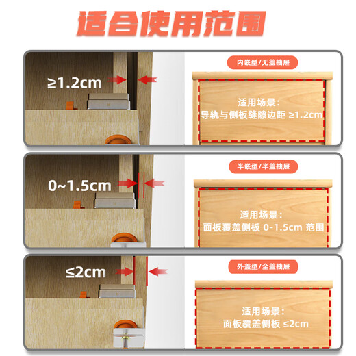 IMBOT drawer panel installer adjustable fixing clip handle-free side-mounted woodworking clamp wardrobe cabinet door auxiliary tool third generation side-mounted drawer clamp*2