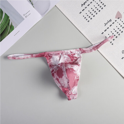 Men's thong sexy low-waist underwear men's large bag camouflage ice silk thin section breathable fitness gay muscle male 0 red S /90-110Jin Jin equals 0.5 kg