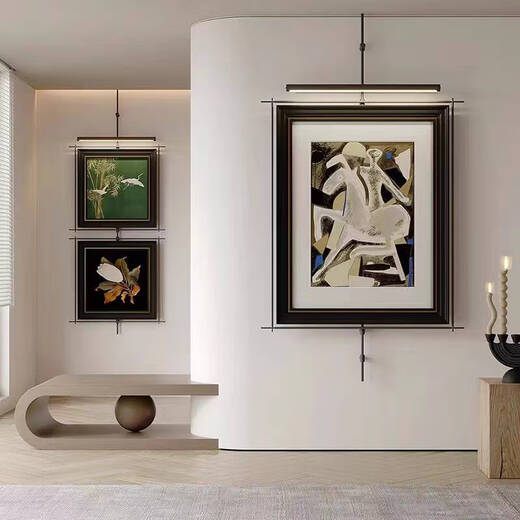 
Yonghuan wall metal hanging boom hanging painting with light style hotel model room entrance tea room creative decoration decoration style B overall 13575 picture frame 6380 light wiring style