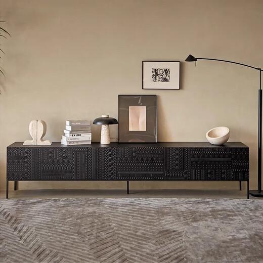 Chivas Nordic solid wood TV cabinet Belgian carved side cabinet light luxury style modern simple retro nostalgic storage cabinet side cabinet 200*45*854 door