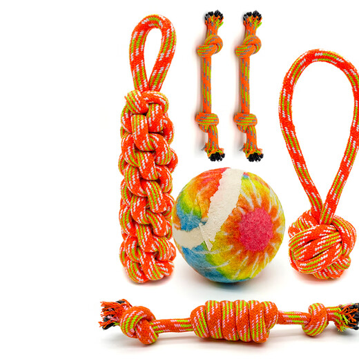 ZanChong pet interactive training 6-piece set, puppy dog toys, bite-resistant and molar cotton rope ball set, self-entertainment and boredom relief