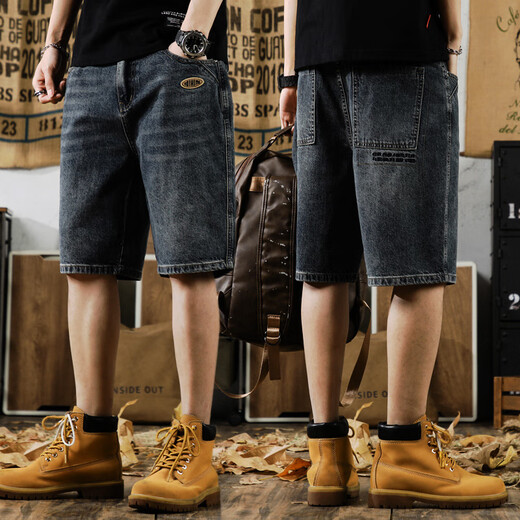 Yiling Yibeis neue amerikanische Casual Denim Shorts Herren Sommer Lose große vielseitige Fünf-Punkte-Hosen 9922 Hellblau 28 Geeignet für 90-105 Jin [Jin ist 0,5 kg]