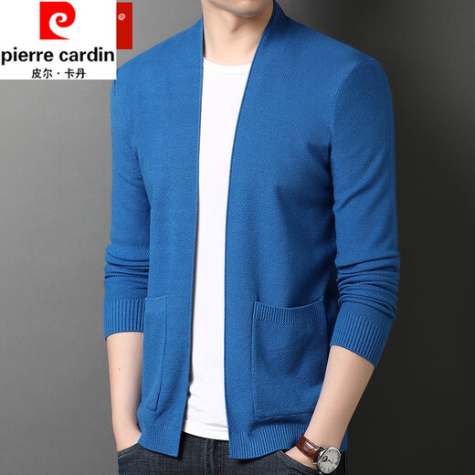 Pierre Cardin wool cardigan jacket for men spring and autumn new solid color V-neck loose large size sweater sweater top for young and middle-aged people 8386 black XL 175 recommended 130-145 Jin Jin equals 0.5 kg