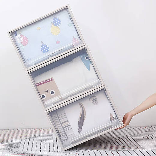 Wenshiou Schublade Kleidung Aufbewahrungsbox verdickte transparente Kleiderschrank -Sortierbox Aufbewahrungsbox extra großer Plastikkleidung Aufbewahrungsbox F3523 Erster Stock